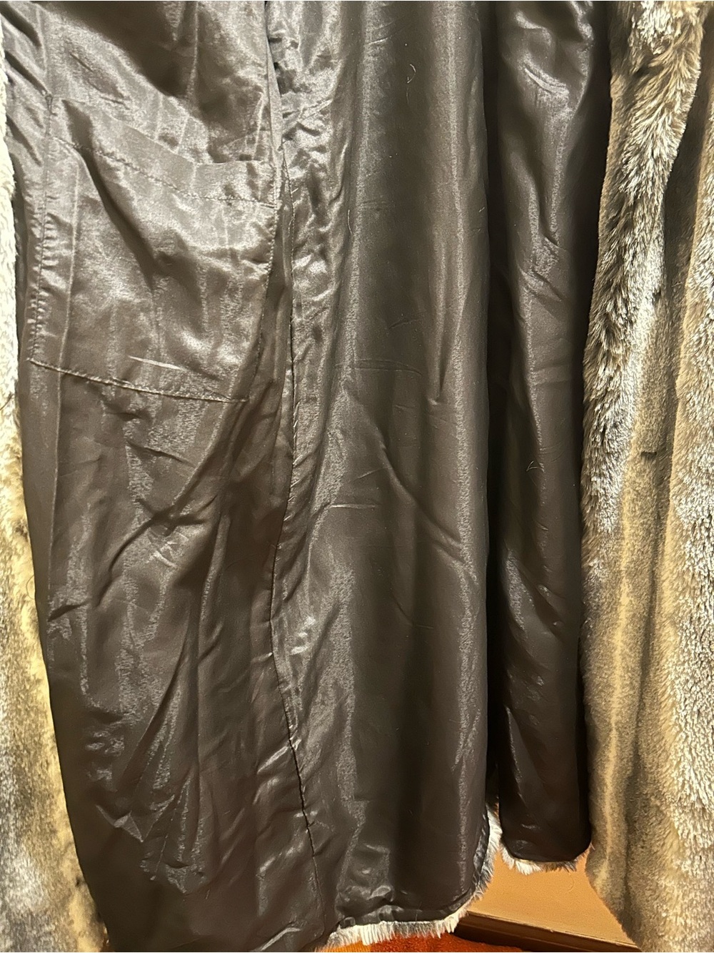 Komarov Gray and Black Faux Fur Long Coat - Picture 4 of 5